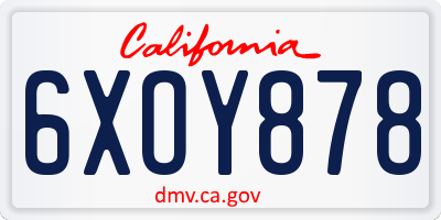 CA license plate 6XOY878