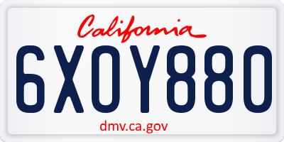 CA license plate 6XOY880