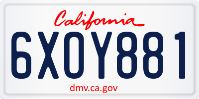 CA license plate 6XOY881