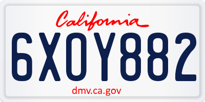 CA license plate 6XOY882