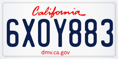 CA license plate 6XOY883