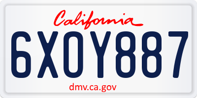 CA license plate 6XOY887
