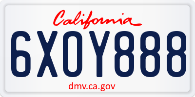 CA license plate 6XOY888