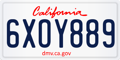 CA license plate 6XOY889