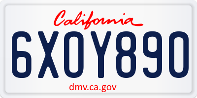 CA license plate 6XOY890