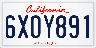 CA license plate 6XOY891
