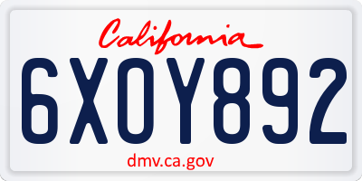 CA license plate 6XOY892