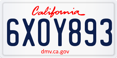 CA license plate 6XOY893