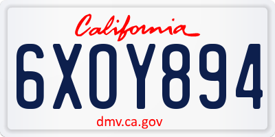 CA license plate 6XOY894