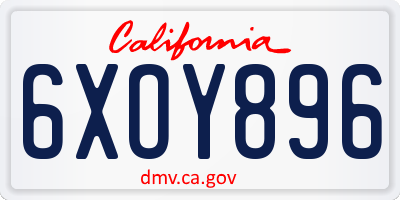 CA license plate 6XOY896