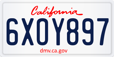 CA license plate 6XOY897