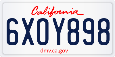 CA license plate 6XOY898