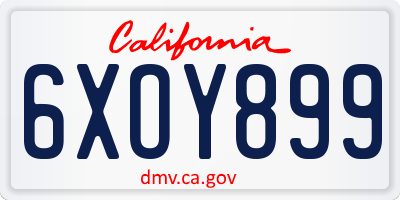 CA license plate 6XOY899