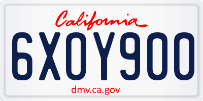CA license plate 6XOY900