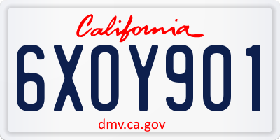 CA license plate 6XOY901