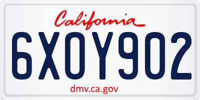 CA license plate 6XOY902