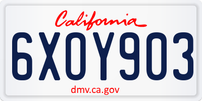 CA license plate 6XOY903