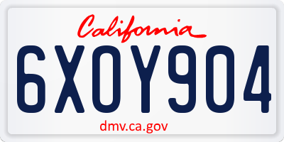 CA license plate 6XOY904
