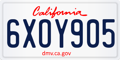 CA license plate 6XOY905