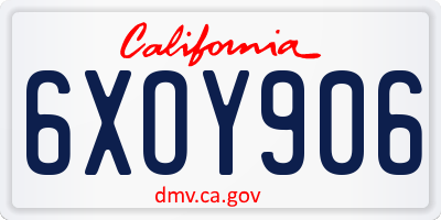 CA license plate 6XOY906