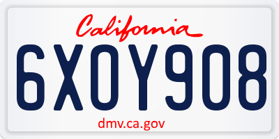 CA license plate 6XOY908