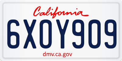 CA license plate 6XOY909