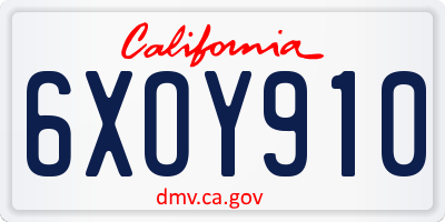 CA license plate 6XOY910