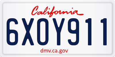 CA license plate 6XOY911