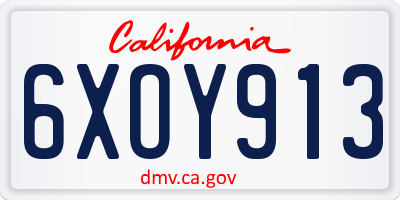 CA license plate 6XOY913