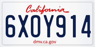 CA license plate 6XOY914