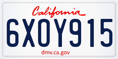 CA license plate 6XOY915