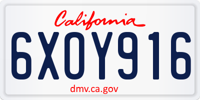 CA license plate 6XOY916