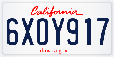 CA license plate 6XOY917