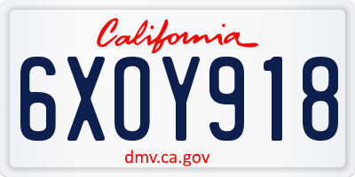 CA license plate 6XOY918