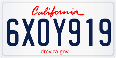 CA license plate 6XOY919