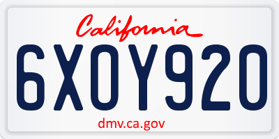CA license plate 6XOY920