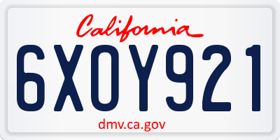 CA license plate 6XOY921