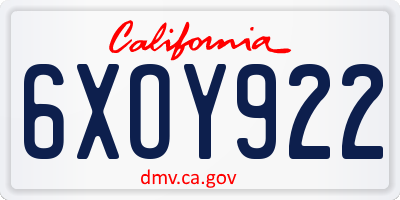 CA license plate 6XOY922