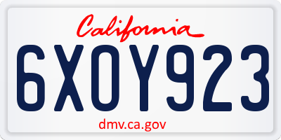 CA license plate 6XOY923