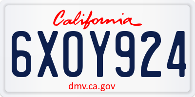 CA license plate 6XOY924