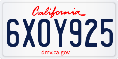 CA license plate 6XOY925