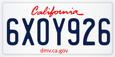 CA license plate 6XOY926