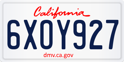 CA license plate 6XOY927