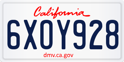 CA license plate 6XOY928
