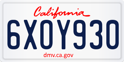 CA license plate 6XOY930