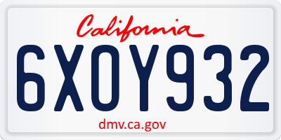CA license plate 6XOY932