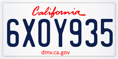 CA license plate 6XOY935