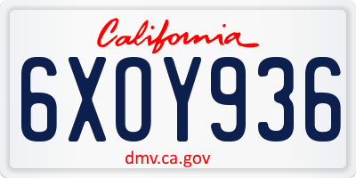 CA license plate 6XOY936