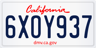 CA license plate 6XOY937