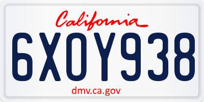 CA license plate 6XOY938